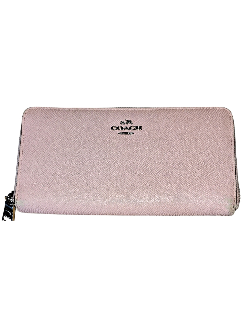 Coach Pink Crossgrain Leather Accordion Zip Wallet with Silver Hardware​